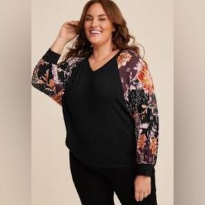 Maurices Floral Sleeve Blouse- XL